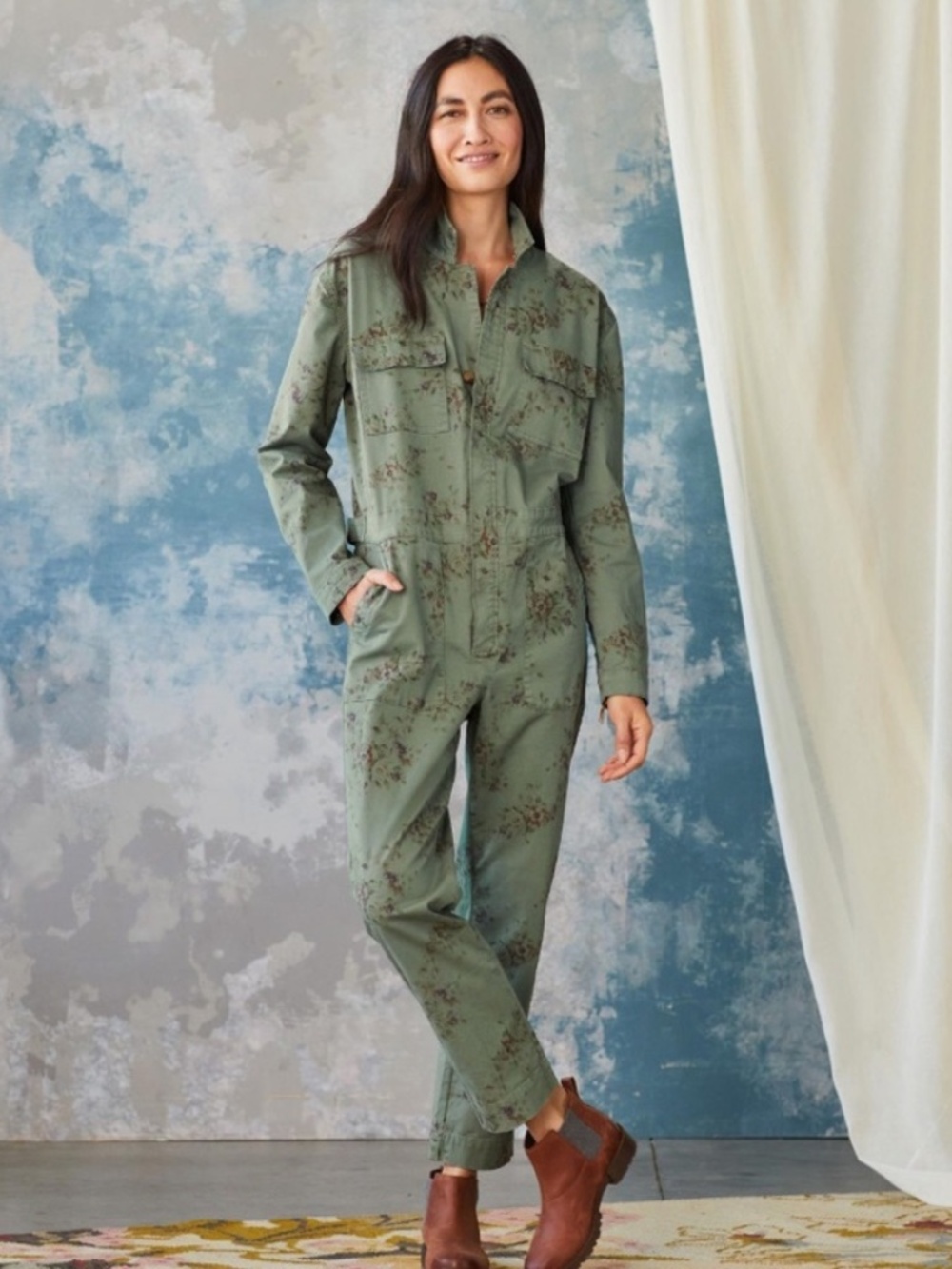 Sundance Driftwood Carly Floral Utility Jumpsuit